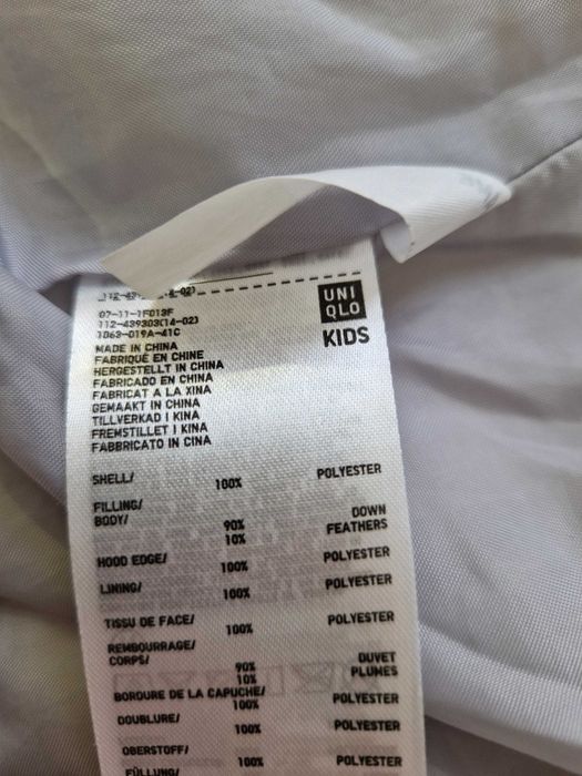 Пуховик 90%пух 8-9-10 134см uniqlo оригінал куртка зимова
