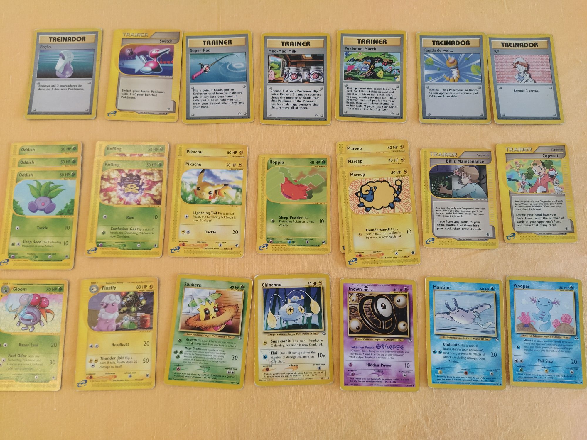 Conjunto 64 cartas Pokémon antigas