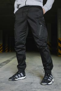 Штаны карго брюки мужские весенние осенние черные стрейч-котон