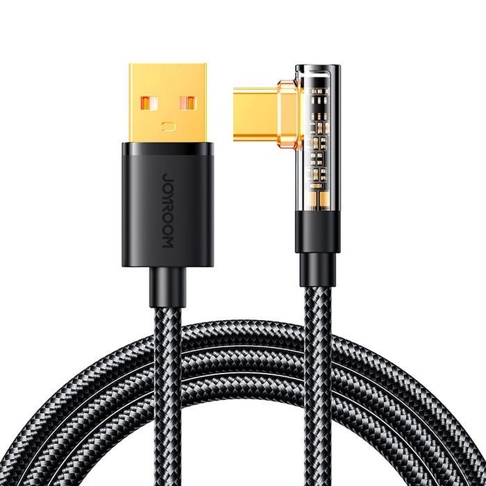 Joyroom kabel USB C kątowy - USB 3A 1,2m czarny