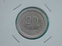 1293 - República: 20 centavos 1921 cuni, por 7,00