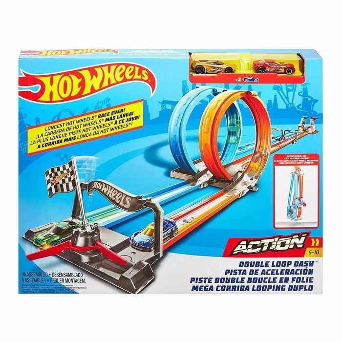 Портативний трек «подвійна петля» Hot Wheels