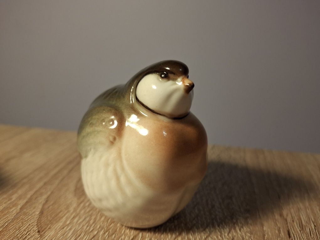 Figurki porcelanowe Łomonosow przepiórka rudzik