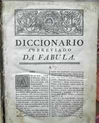 Livro Antigo "Diccionário abreviado da Fabula" de Pierre CHOMPRÉ