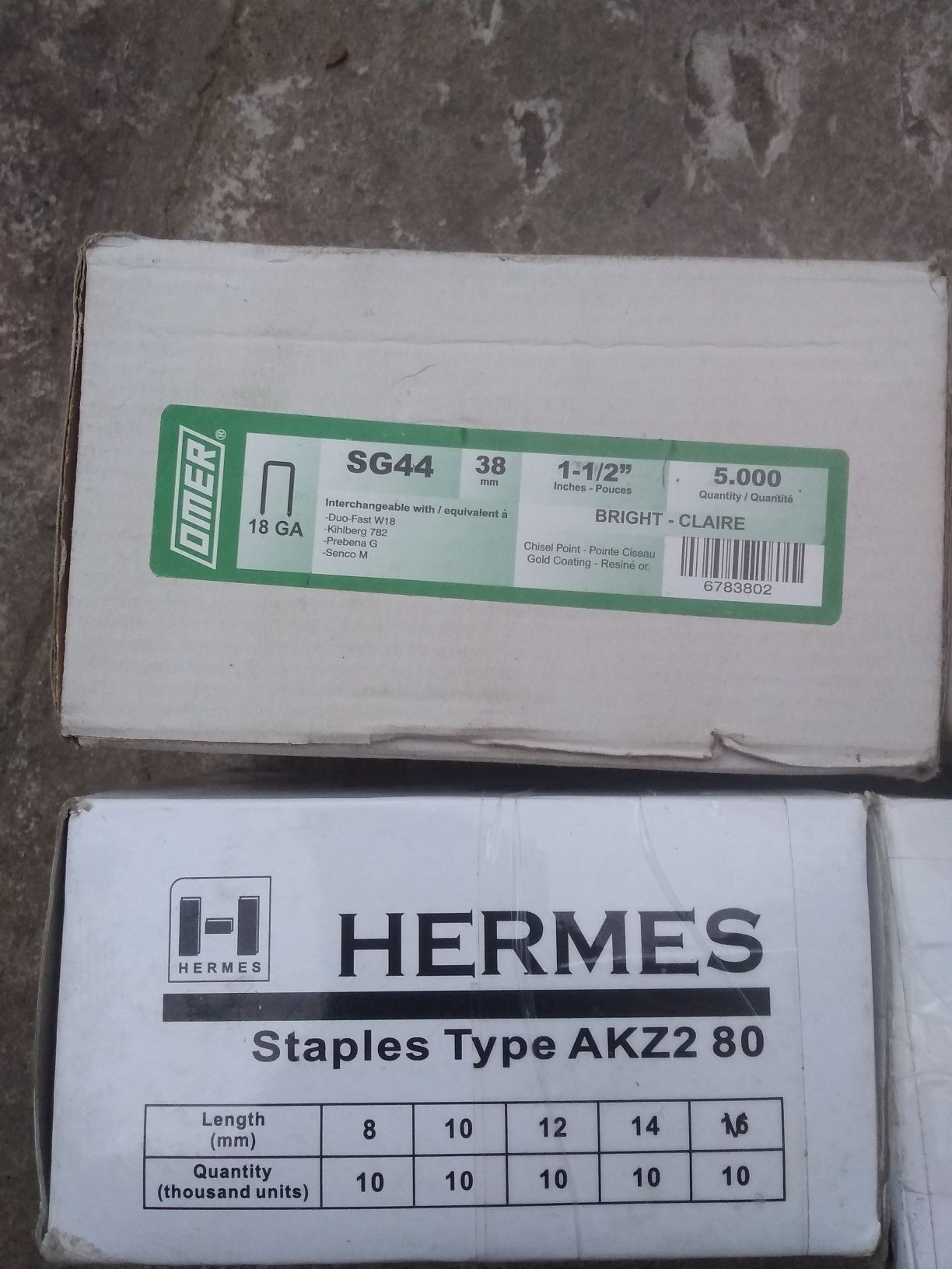 Скобы степлерные HERMES и OMER размер на фото