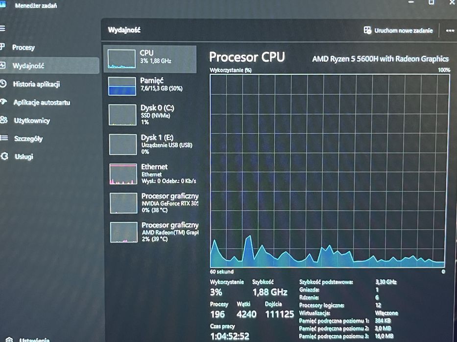 Laptop hp pavilion 15 / ryzen 5 5600 / RTX 3050 / 16gb ram / 512gb SSD
