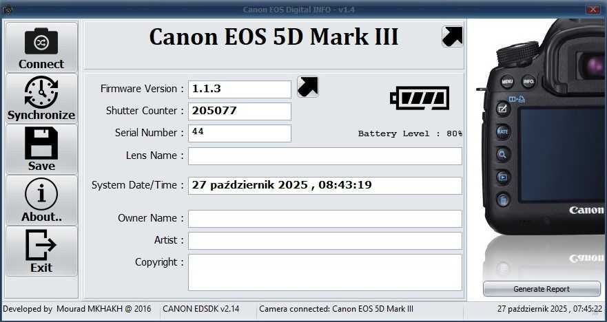 Canon 5d iii przebieg 205.077 w super stanie