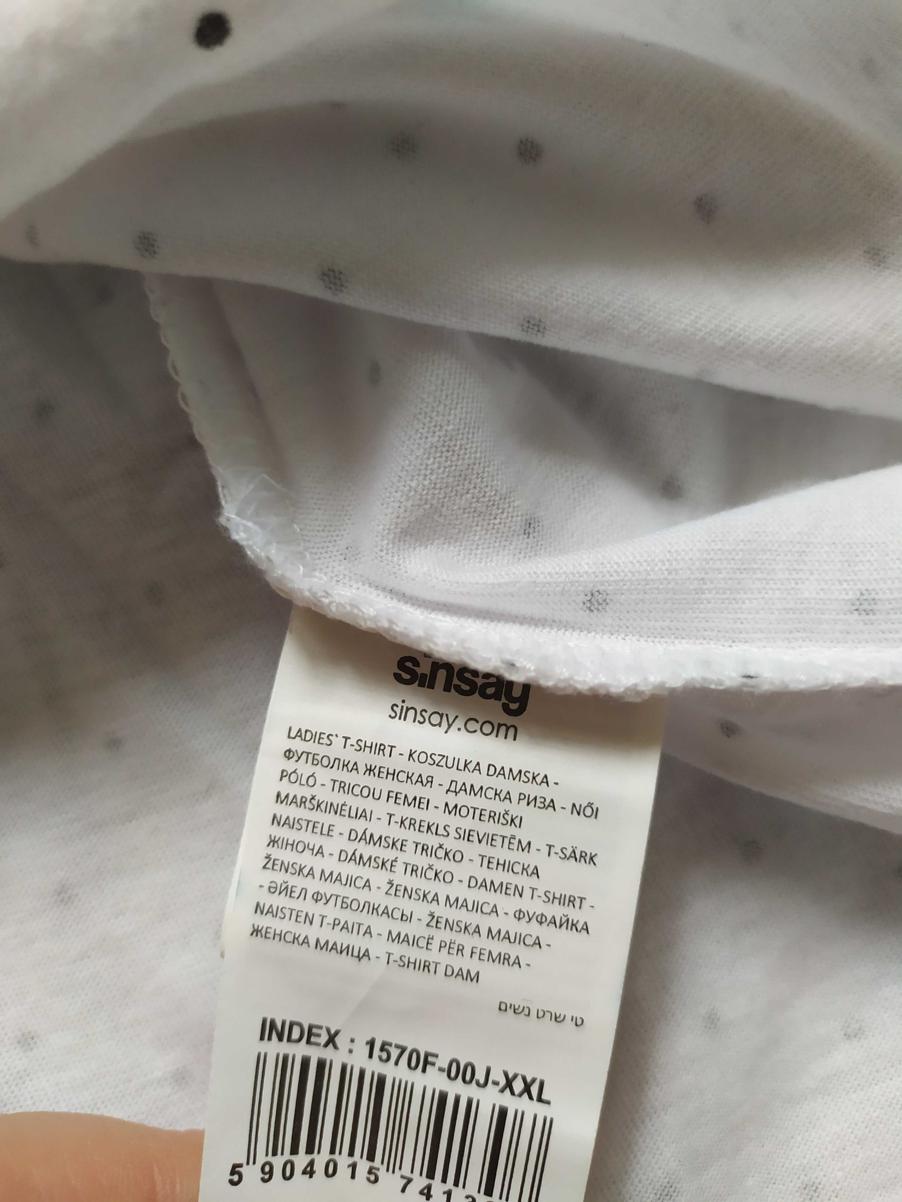 Bluzka damska biała kropki Sinsay XXL
