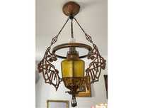 Lampa naftowa na prąd antyczna wisząca mosiężna żyrandol vintage antyk