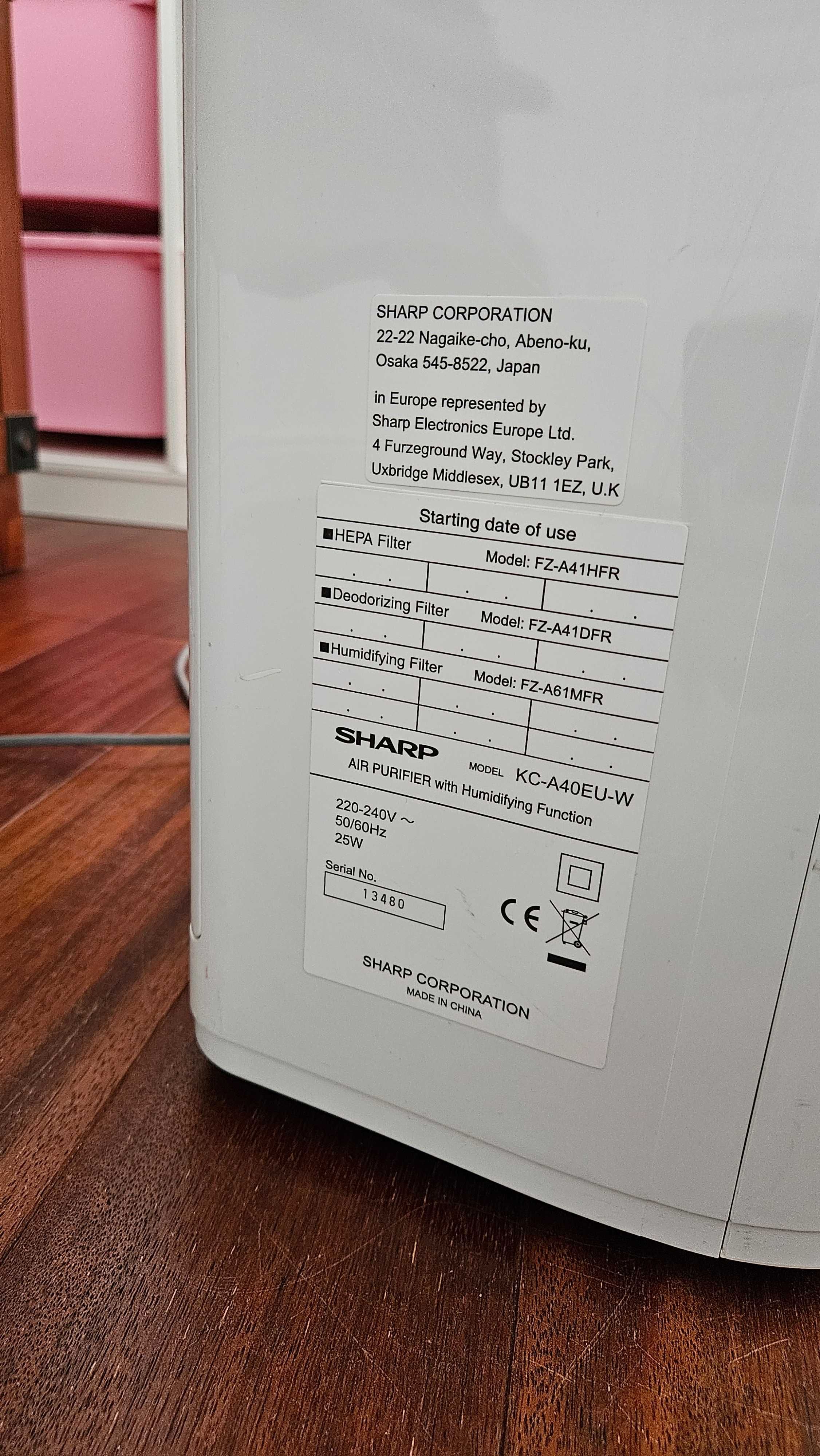 Oczyszczacz powietrza SHARP KC-A40EU-W oraz nawilżacz