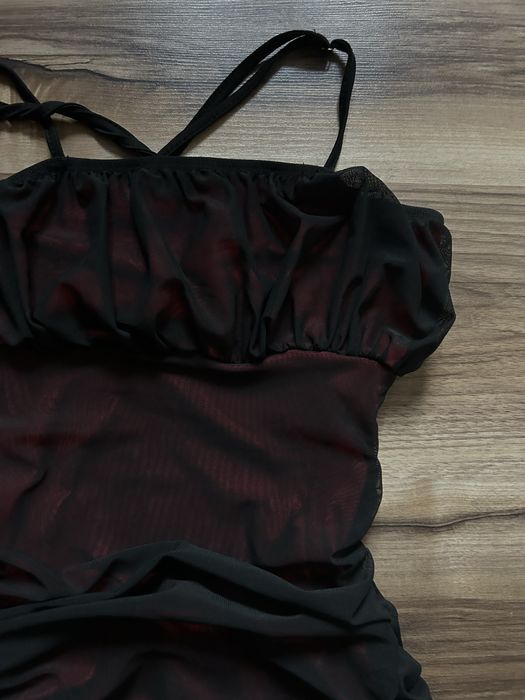 плаття shein сіточка з червоною підкладкою