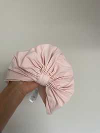 Różowa cienka czapka bawełniana turban  h&m rozm 86/92