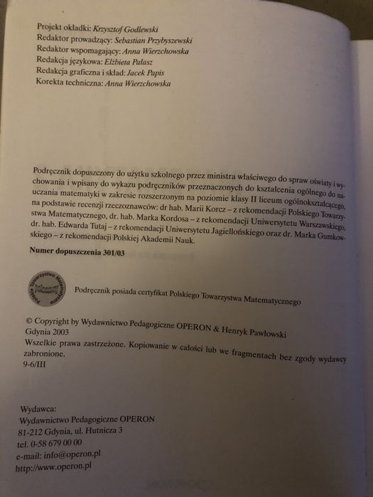 Matematyka 2 poziom rozszerzony Pawłowski