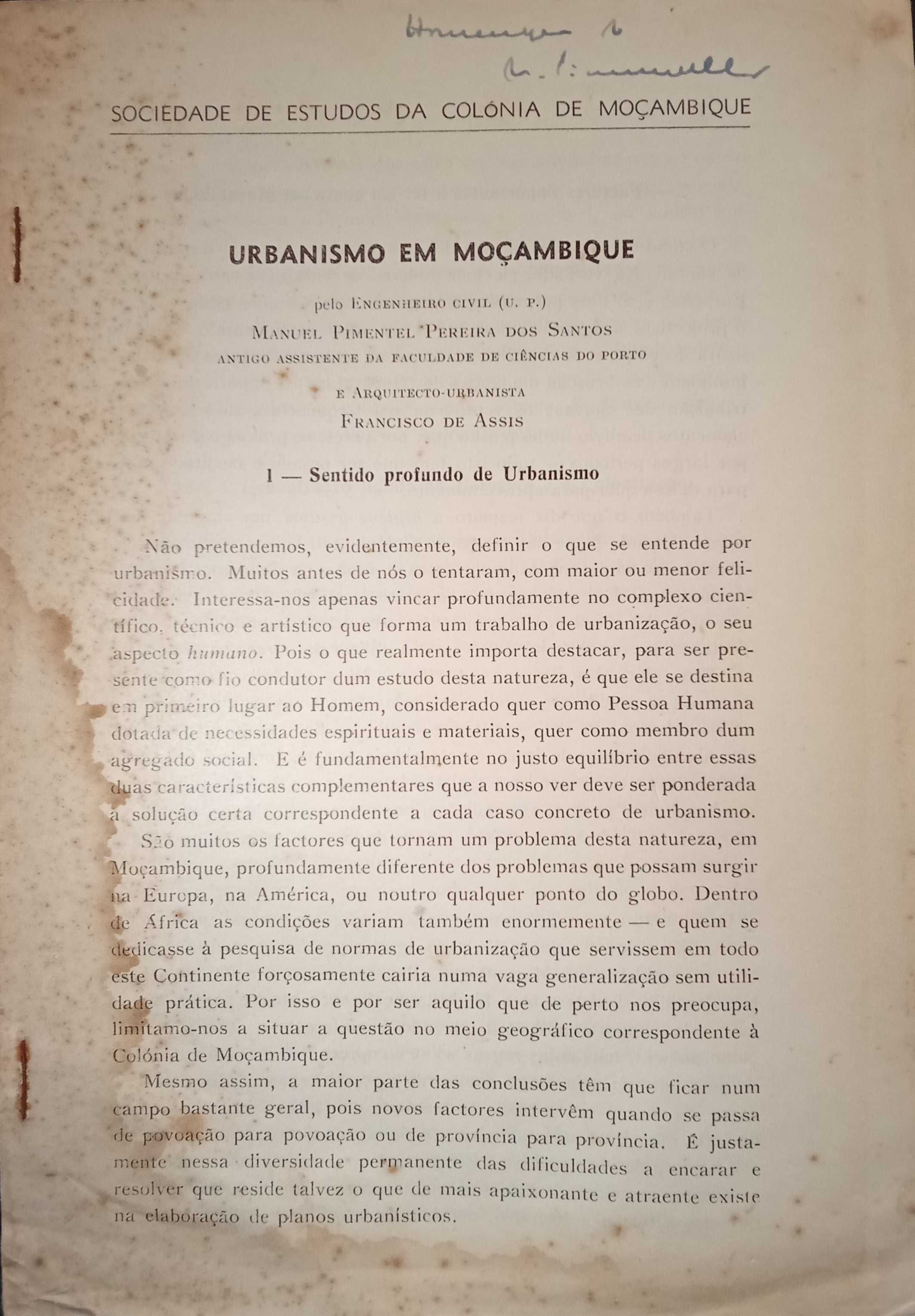 Urbanismo em Moçambique - Manuel Pimentel Pereira dos Santos