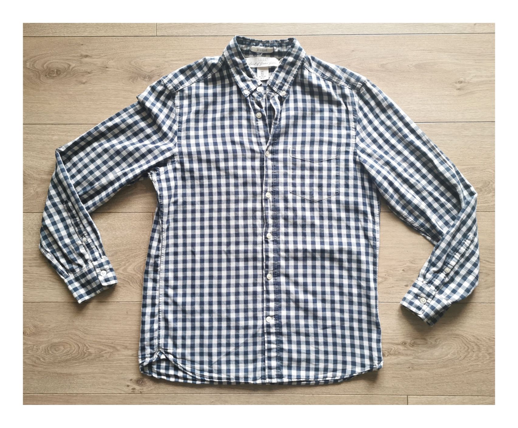 Koszula w kratkę H&M (S/36) #męska #unisex #granatowa