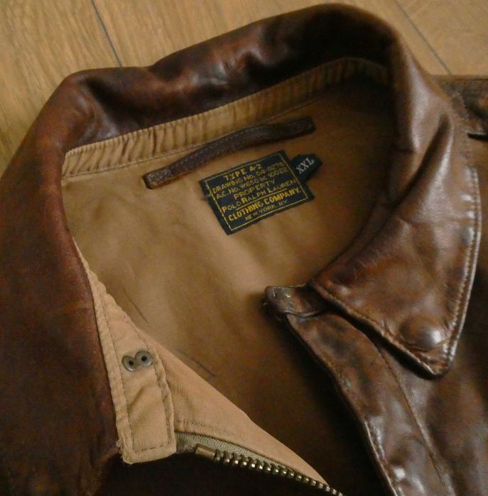 Kurtka skórzana męska RALPH LAUREN A-2 PILOTKA lotnicza SKÓRA XXL
