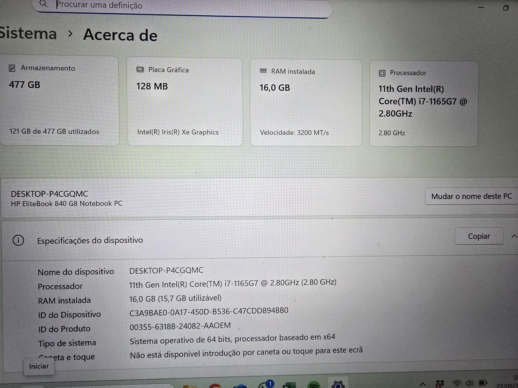 hp elitebook 840 g8 i7 16gb RAM