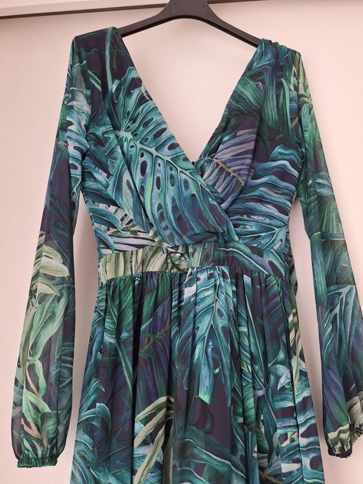 Sukienka maxi Roco 36, S zielona monstery wesele