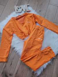 Komplet dresowy dres pomarańczowy bluza dresy