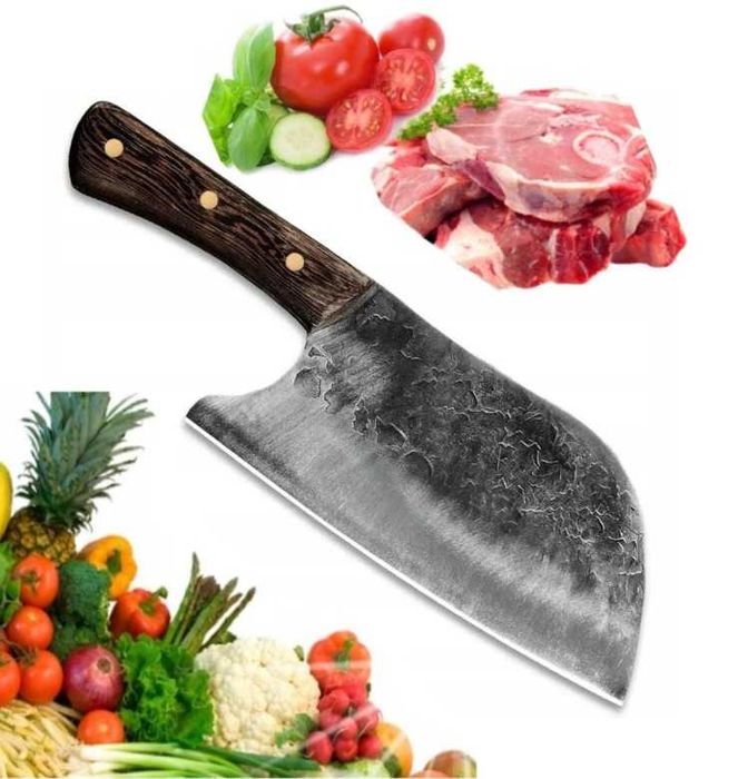 Nóż szefa kuchni 30 cm–kuty tasak do mięsa i warzyw ostry i wytrzymały