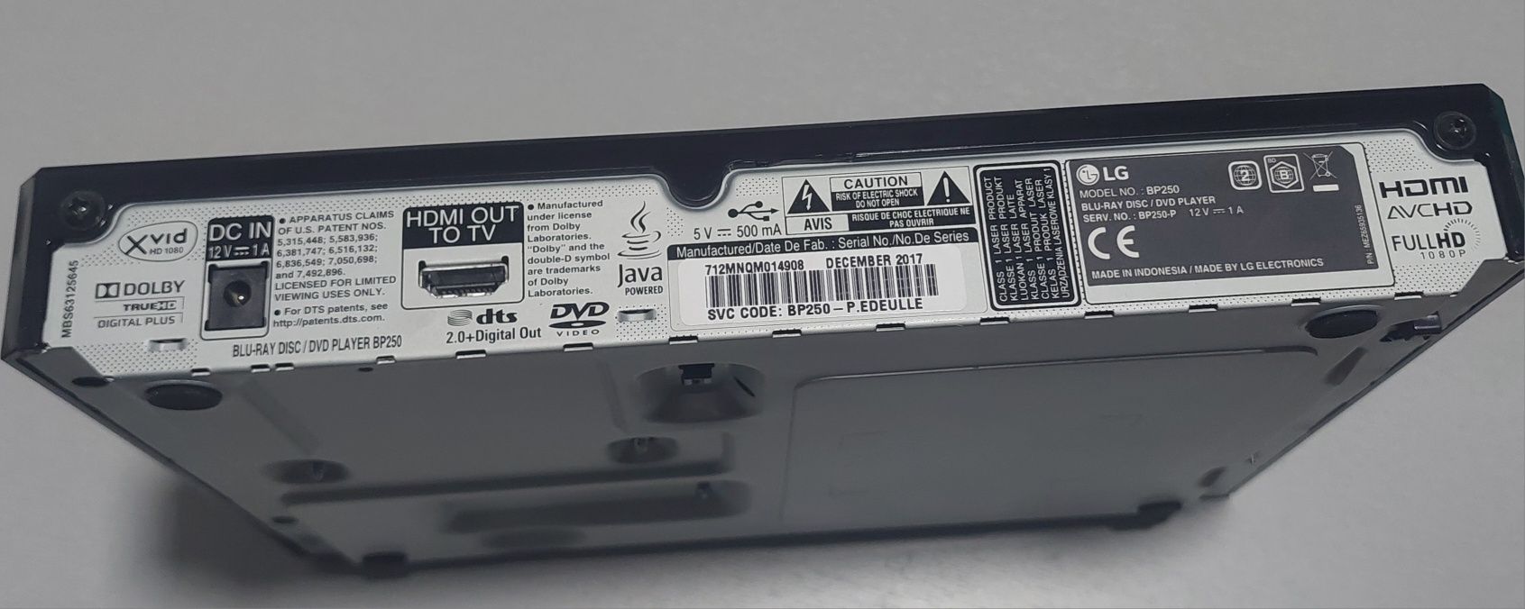 Leitor Blu-Ray LG BP250
O leitor Blu-Ray 2D Full HD BP250, da LG, apre