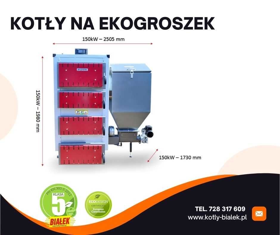 Kocioł PIEC z podajnikiem na Ekogroszek 150KW 5 klasa ECODESIGN
