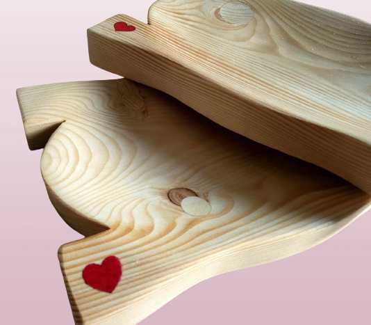 TACA z drewna KORYTO z serduszkiem na Walentynki od Lokalnego Stolarza