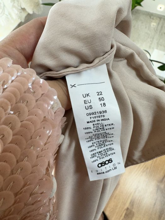 Sukienka cekinowa ASOS rozmiar 50 ślub wesele