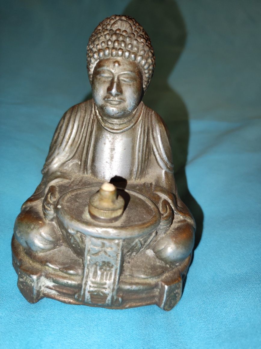 Budda figura lampka stary posążek Chiny XVIIIw brąz