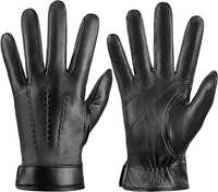 Nowe damskie rękawiczki skórzane / ocieplane / czarne !L! 064-1-L!