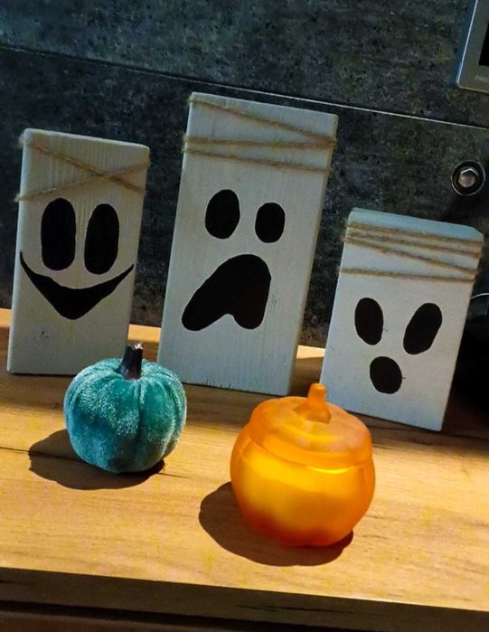 Halloween. Zestaw trzech duszków. Handmade. Ozdoba. Rękodzieło. Duchy