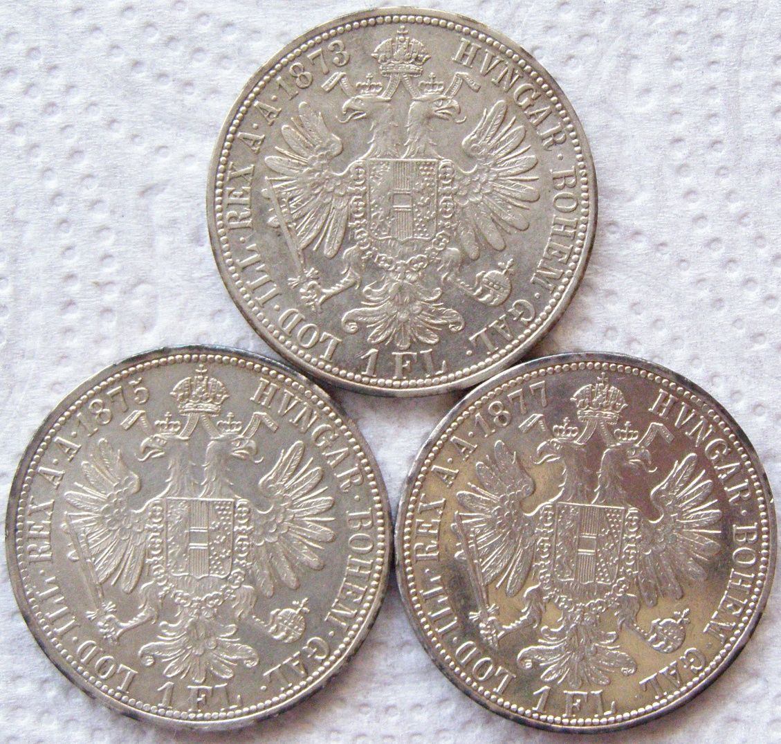 Monety Austro-Węgry floreny 1858,1873,1875,1877,1886 r.