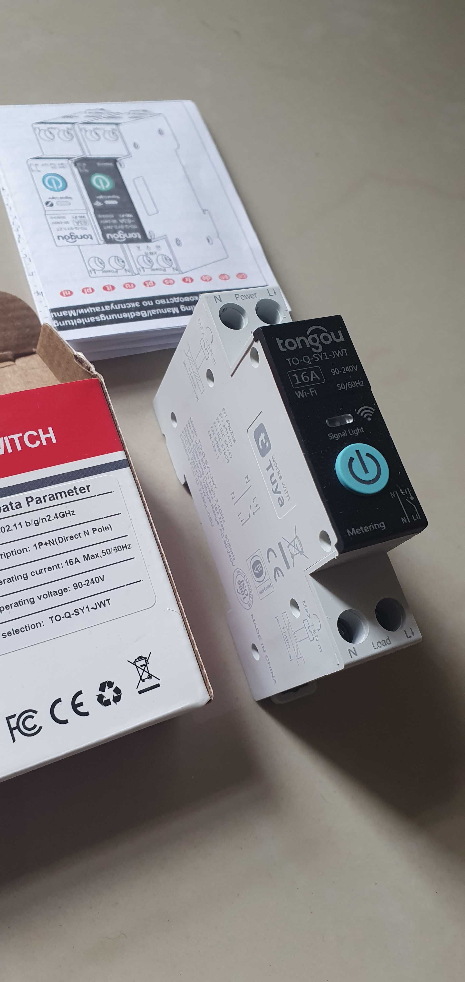 Stycznik WIFI TO-Q-SY1-JWT 16A TUYA Licznik energii Smart Life