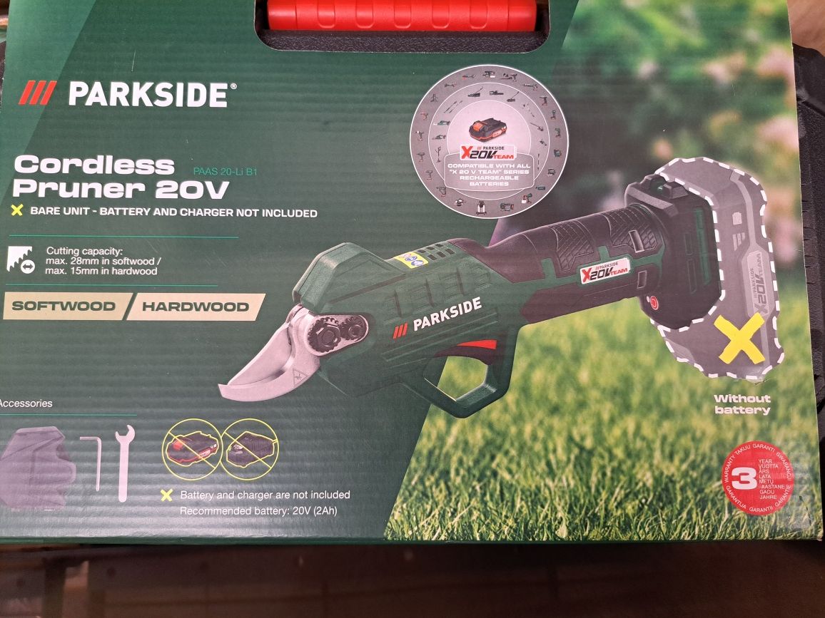 Parkside Akumulatorowe Nożyce do gałęzi Sekator 20 V PAAS 20-Li B1