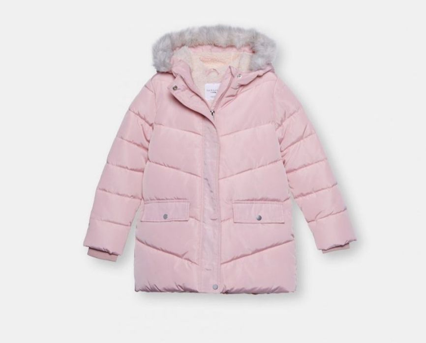 Kurtka jesienna/zimowa 110 różowa z kapturem z Sinsay
