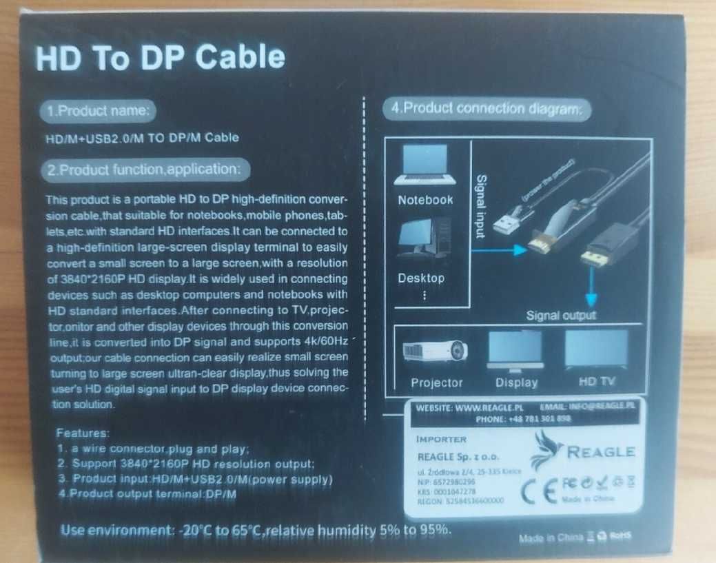 Konwerter hdmi do displayport nowy