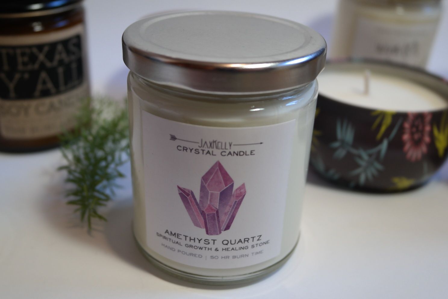 Jaxkelly crystal candle аместистовый кварц соевая ароматизированая све