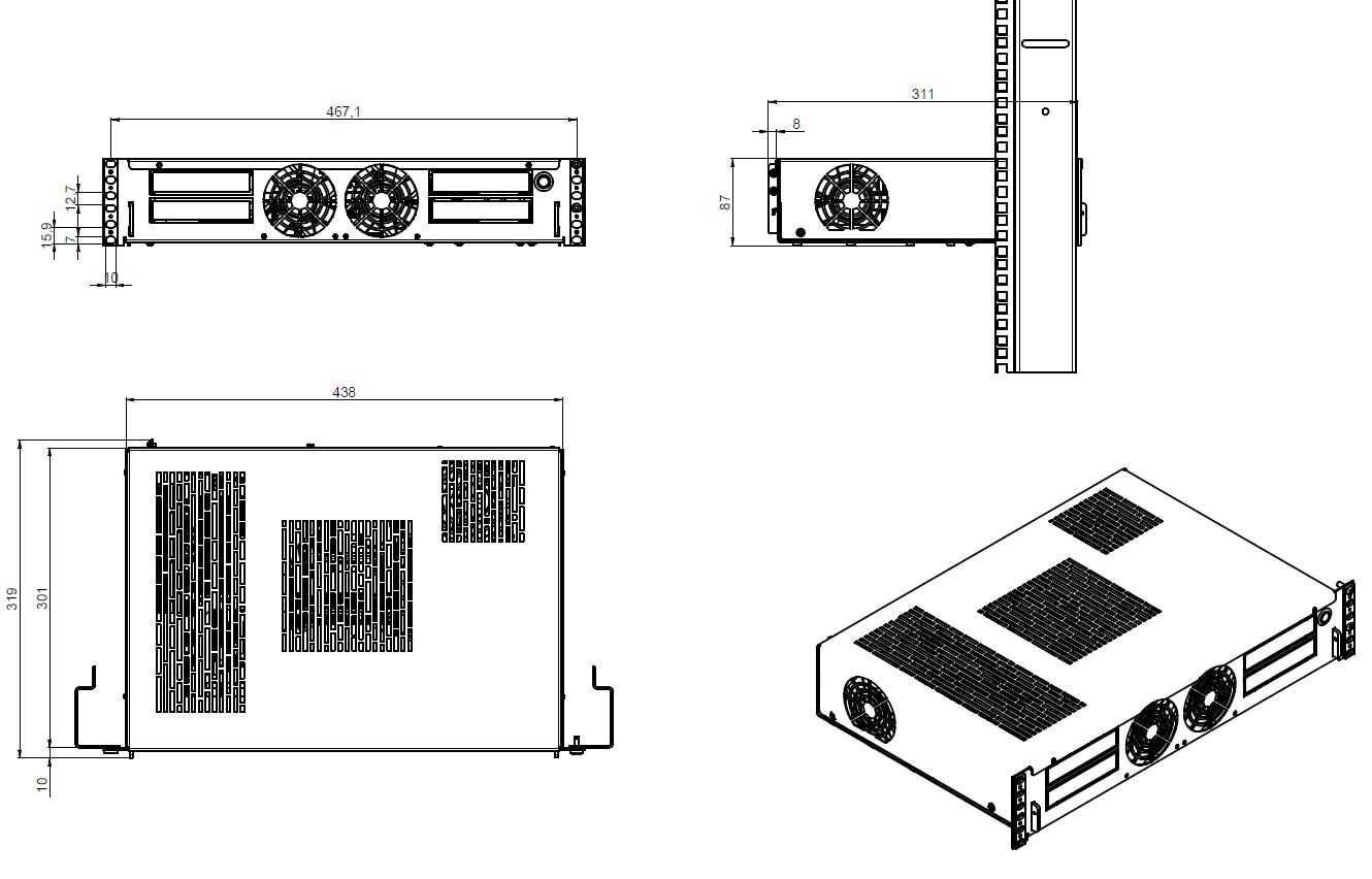 Obudowa RACK do szafy 19 cali R-CASE 4 RAL / Serwer 2U pod mATX/ITX