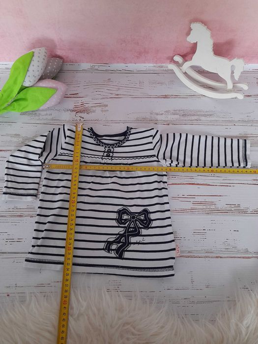 Komplet koszulka marynarska w paski z kapeluszem rozm 98