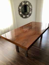 Mesa jantar madeira pau santo e pés em inox