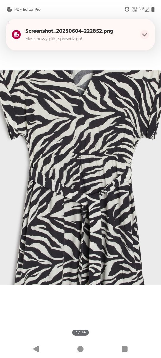 Wiskozowa sukienka zebra xl