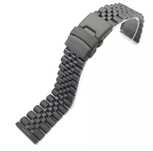 Bracelete Relógio Aço Maciço Preta Fecho Báscula 20mm 22mm