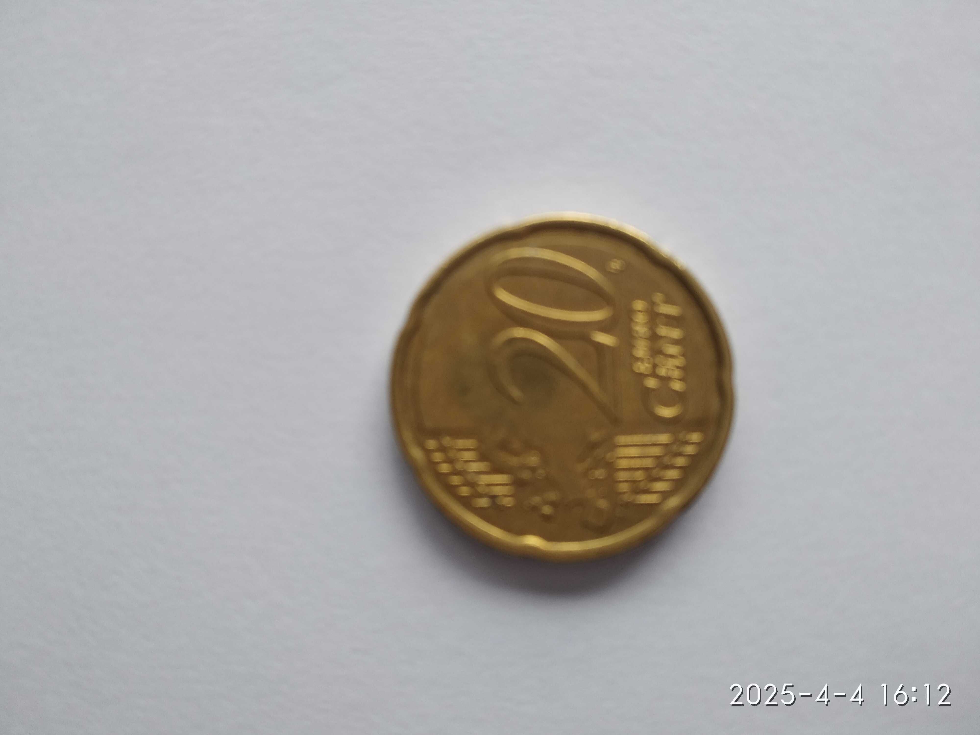 Moeda 20 Cêntimos do euro Alemanha 2021 D