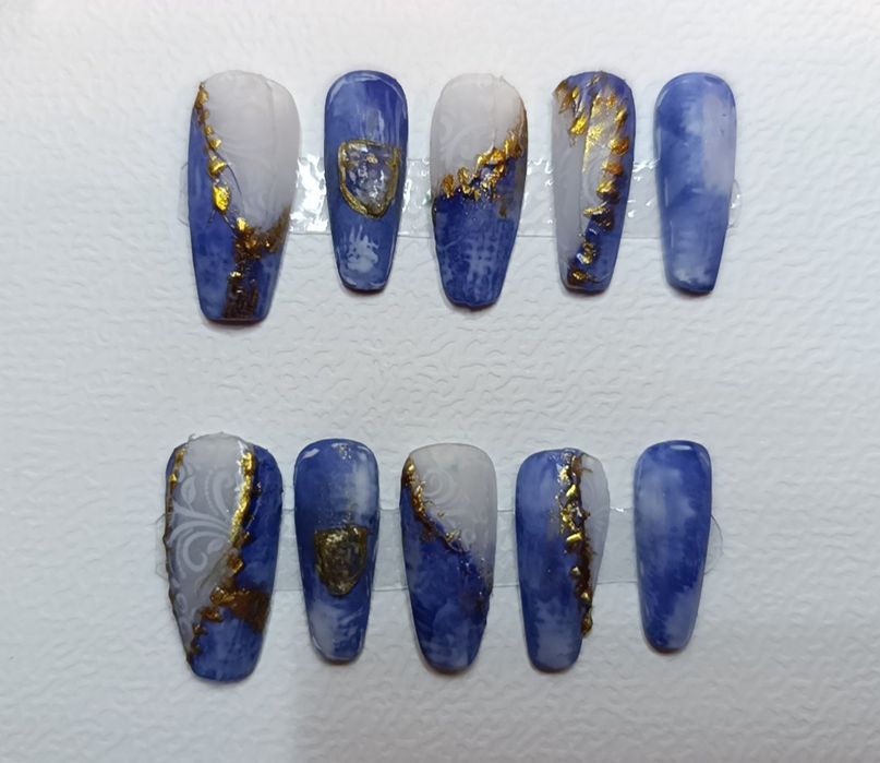 Tipsy press on, handmade.