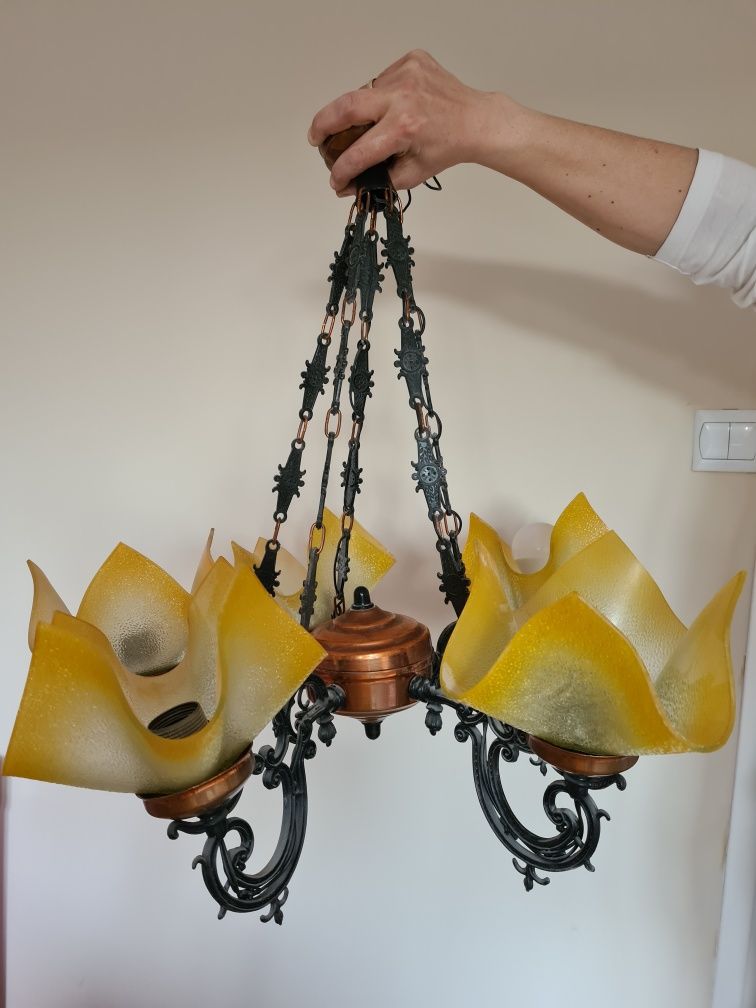 Lampa żyrandol vintage duży stary.