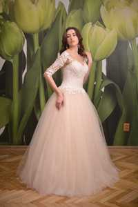 Свадебное платье пудрово персиковое