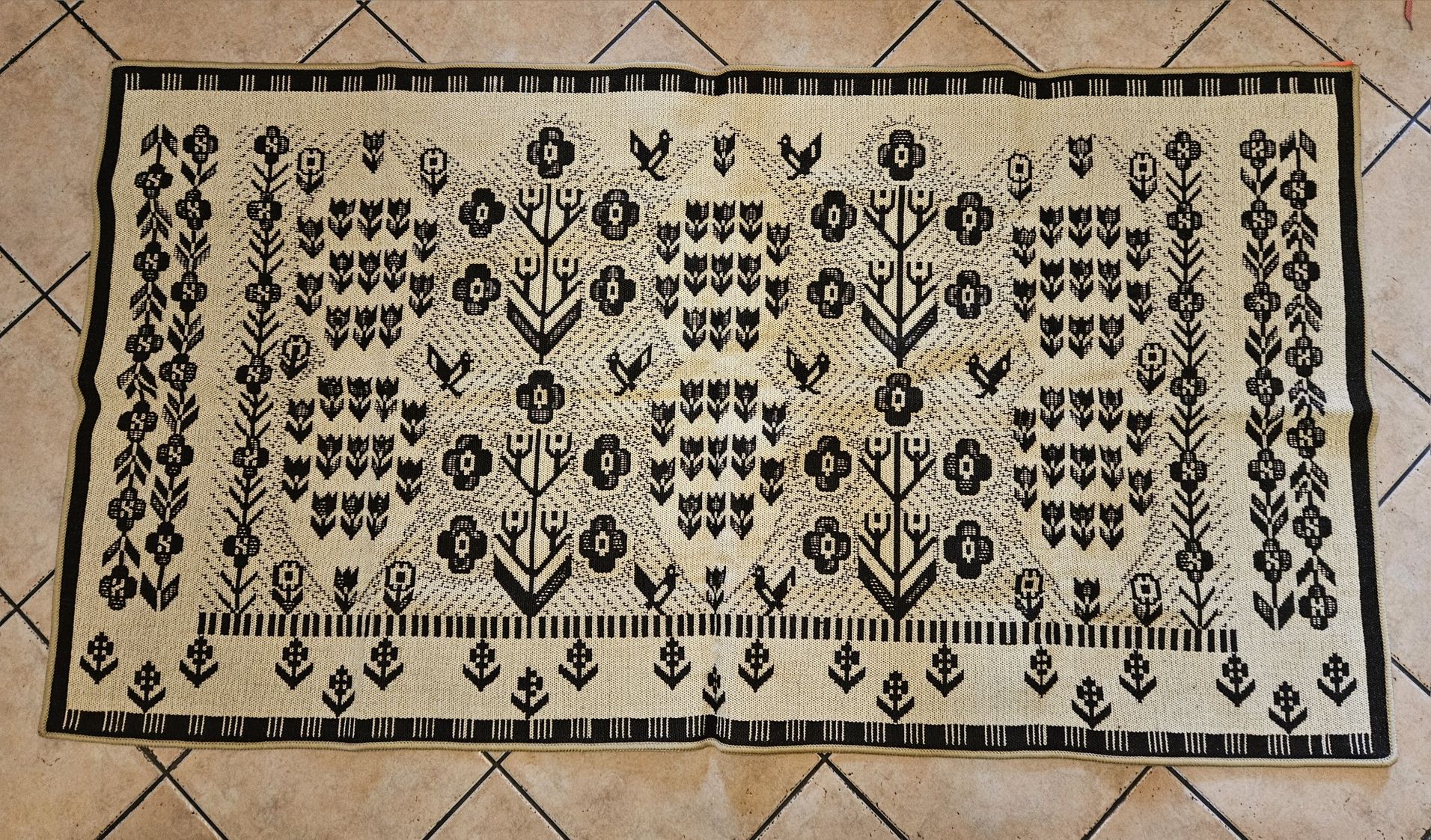 Makata Kilim Mata Cepelia brązowa 1989z metką brązowa kremowa