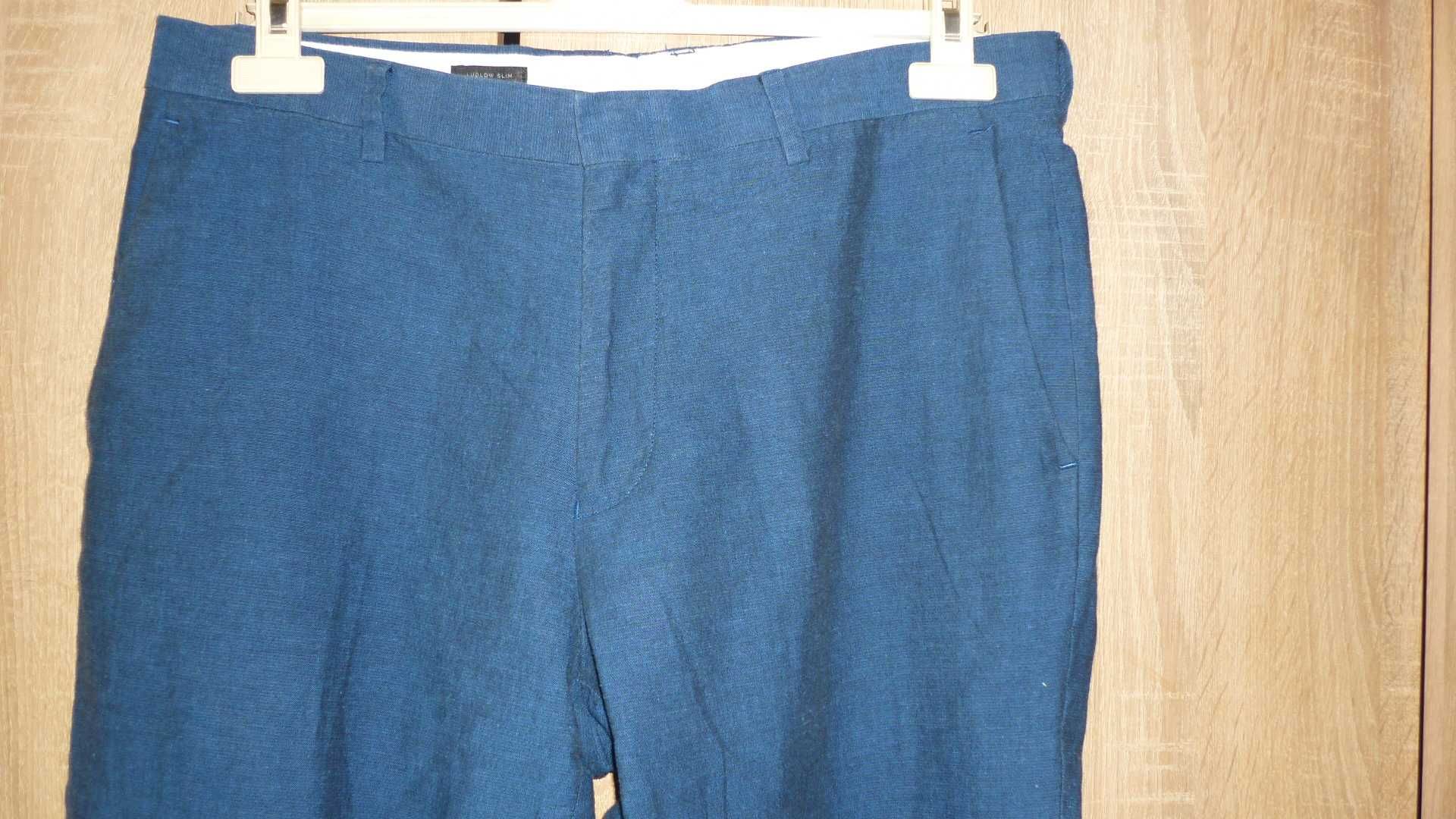 J. Crew- męskie spodnie bawełniane z lnem  r; 34/30
