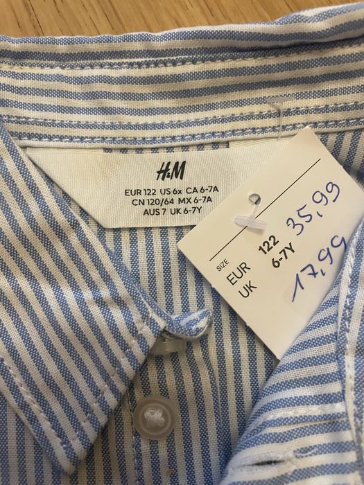 Нова бавовняна сорочка, рубашка с бабочкой для хлопчика h&m