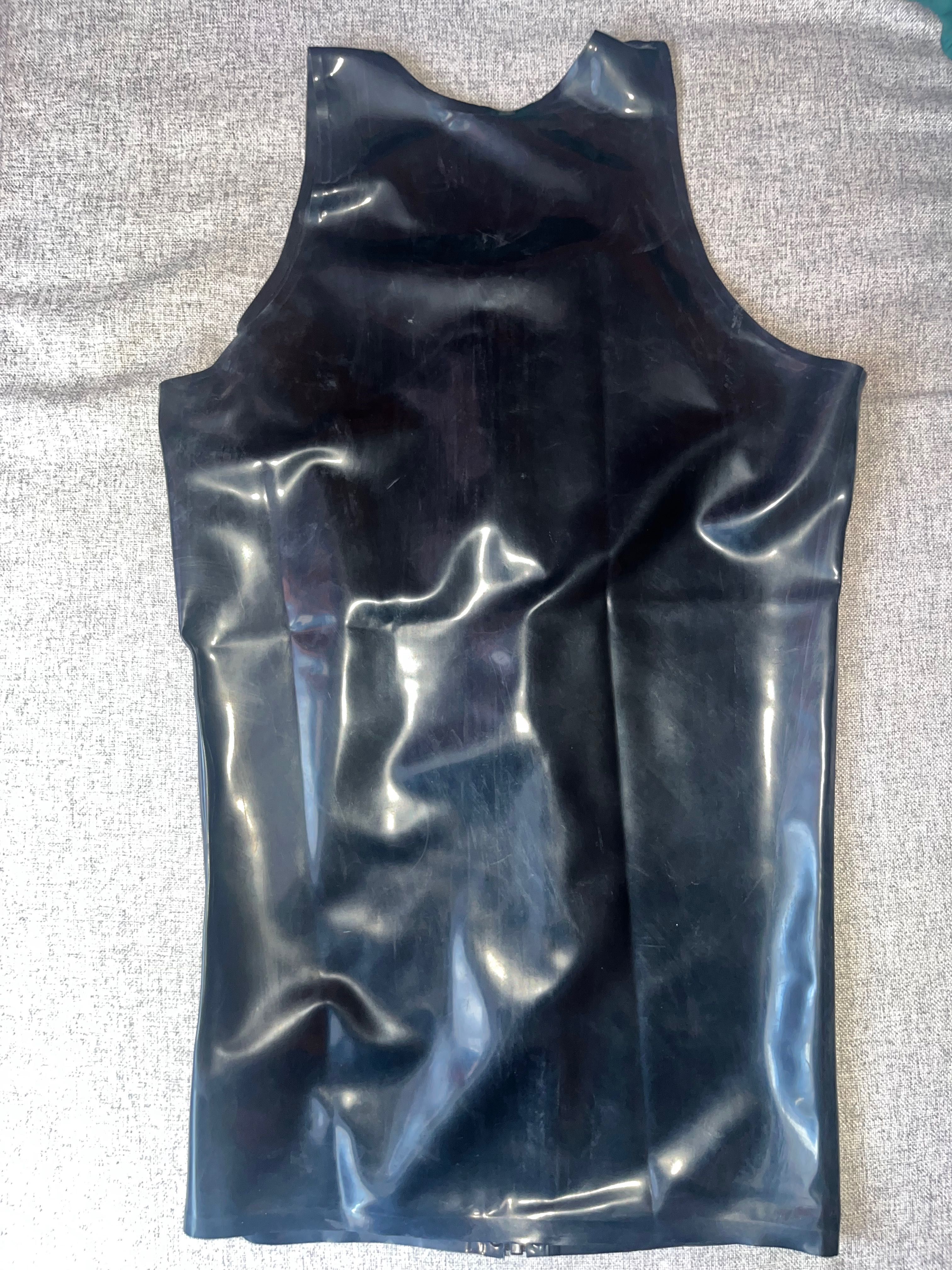 766/ Podkoszulek czarny top koszulka latex lateks XL męski z zamkiem